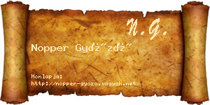 Nopper Győző névjegykártya